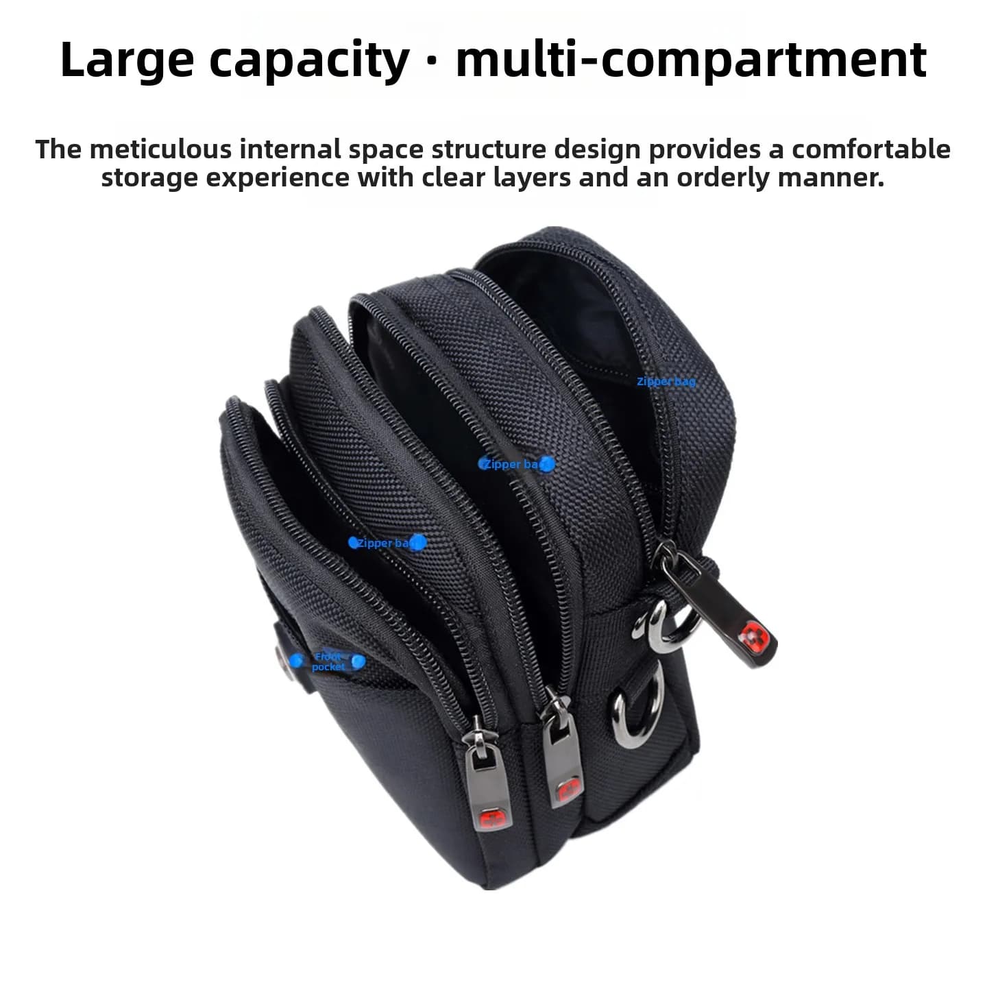 Swiss Men's Casual Mobile Phone Bag Shoulder Bag Genuine Mini Crossbody Small Square Bag Oxford Cloth Leather Belt Waist Bag