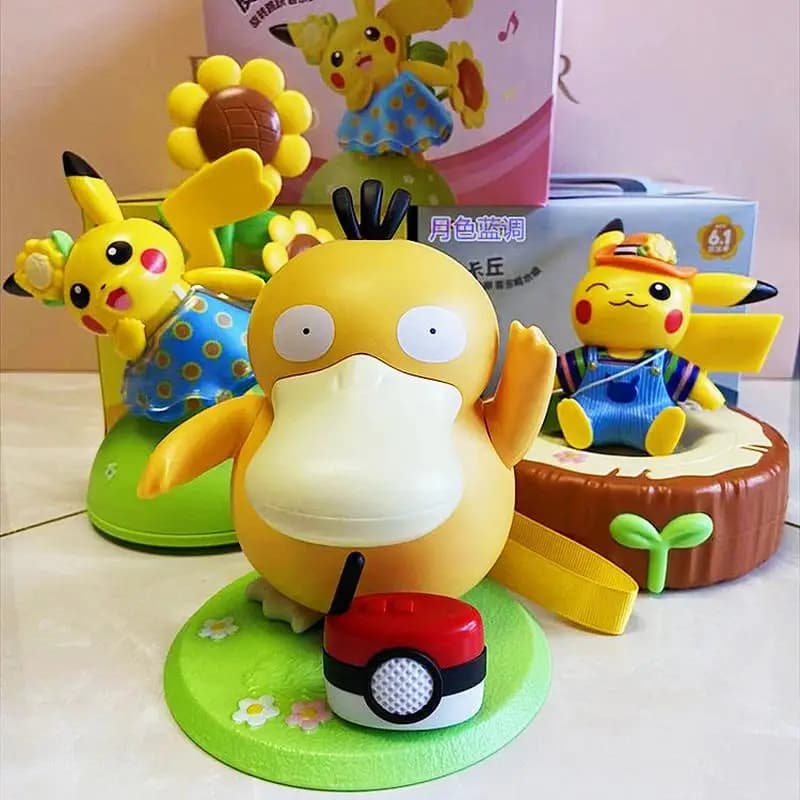 Pokemon Psyduck Danza Altalena Suono Modello Bambola Anime Action Figure Fai da te Bagagli portatili Carillon Giocattoli Regali di Natale per bambini
