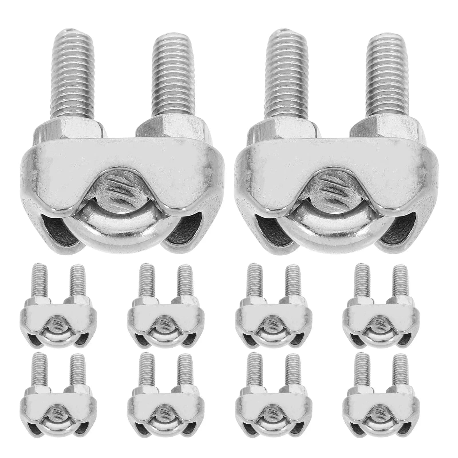 10Pcs Stainless Steel Wire Rope Clamp M5 U-Shaped Cable Clip Heavy Duty Rust Proof Rope Fastener for Marine Ship Rigging Outdoor