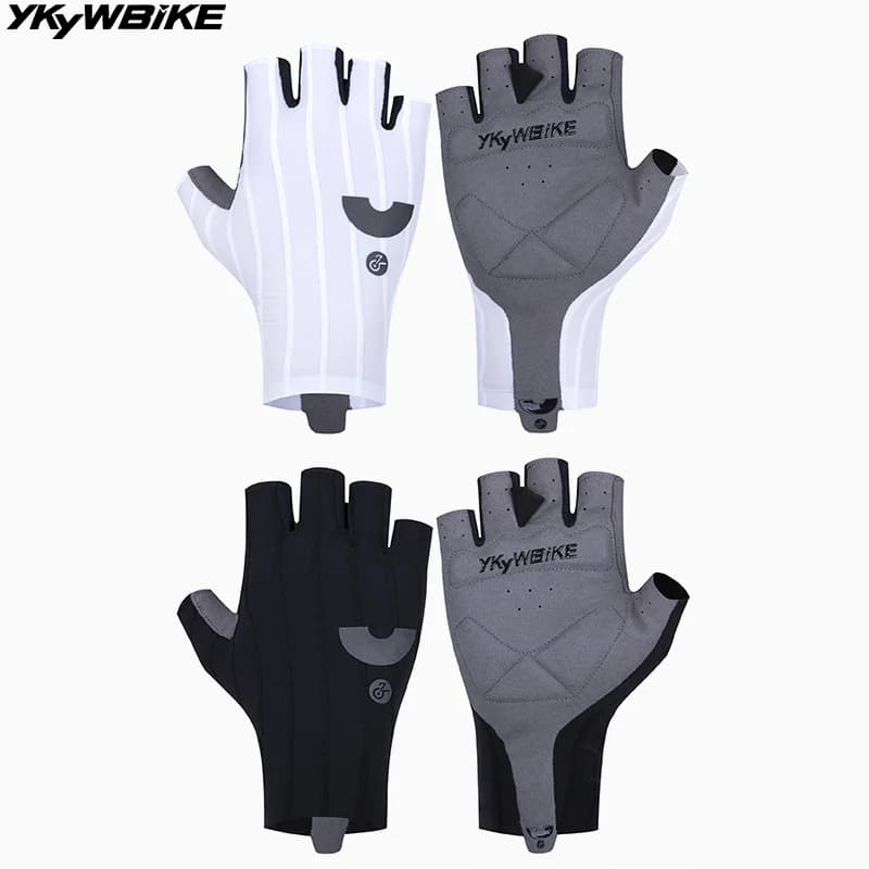 YKYWBIKE Cycling Gloves Half fingers, Striped Aerodynamics, Bicycle Sports Gloves, Road Bike Shock Absorbers and MTB