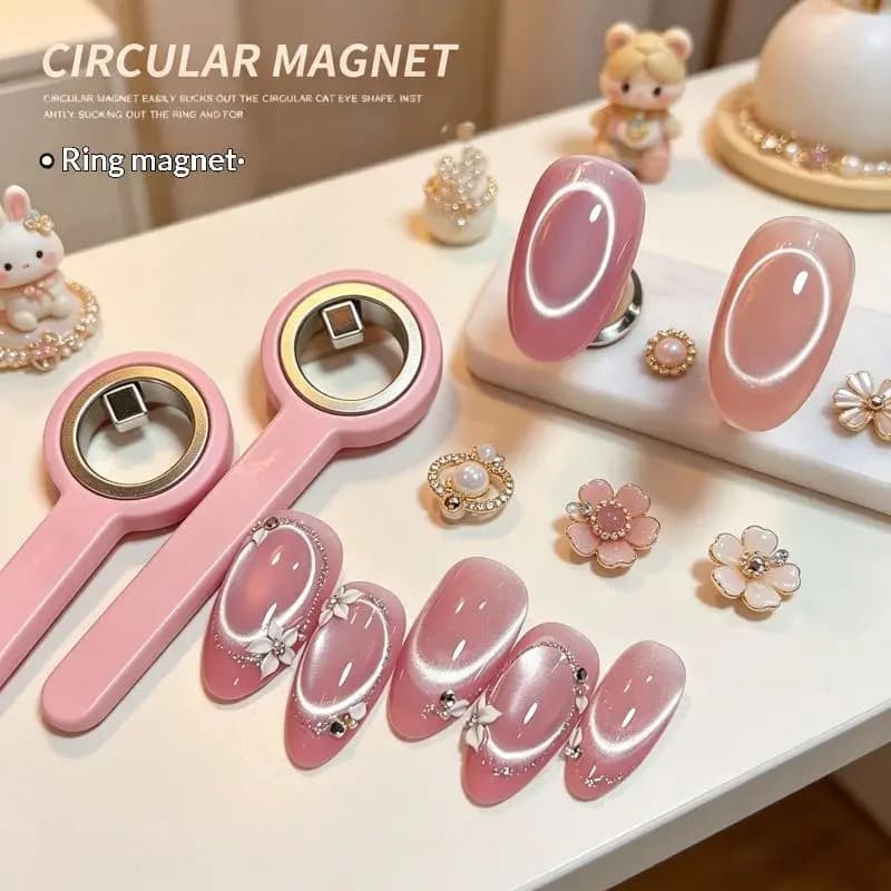 NEW Hollow Cat Eye Magnetic Ring Circular Strong Magnet Ring With Handle Nail Tool For Cat Eye Gel Polish DIY Nail Art Design