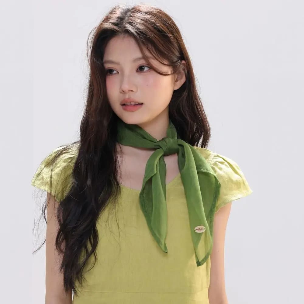 Retro Solid Color Small Square Scarf Transparent Breathable Pure Color Silk Scarf Thin Headband Square Handkerchief Female
