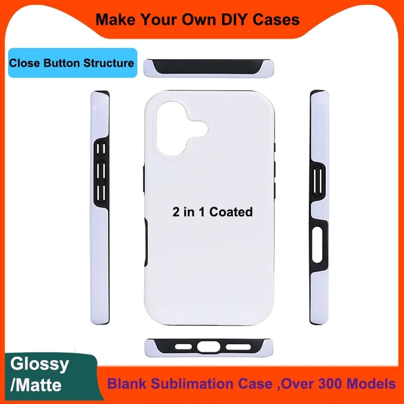 3D Film Sublimate 2 in 1 Coated Phone Case for iPhone 17 16 Samsung S26 S25 A34 A06 Htvront h17 Tough Blank Full Wrapped Cover