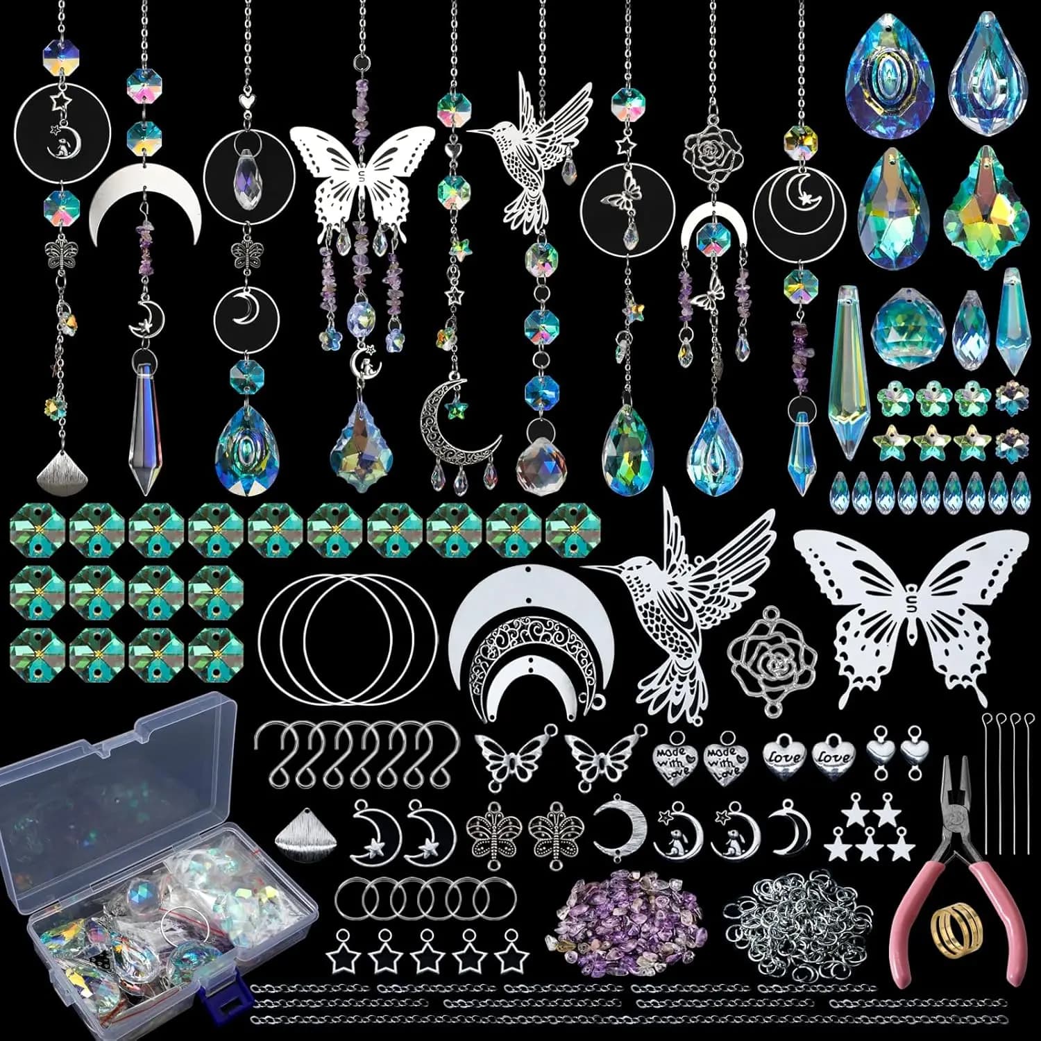 DIY 400pcs SunCatchers Making Supplies Kit Art And Crafts with Crystals Rainbow for Indoor Window Home Wedding Garden Christmas