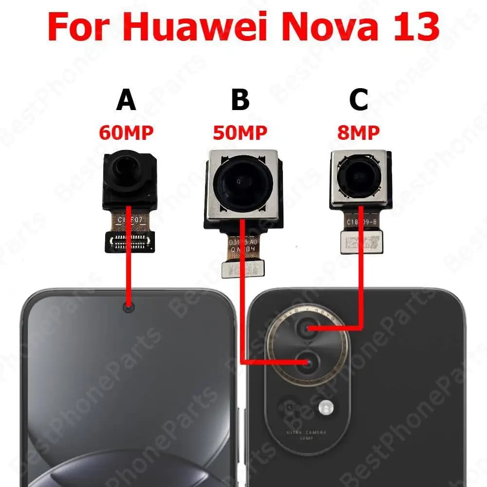 Fotocamera per Huawei Nova 13 Nova13 Parte posteriore posteriore frontale frontale Selfie Modulo fotocamera posteriore Parti di ricambio per telefono cellulare