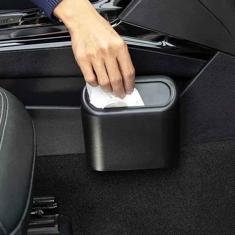 Household Car Trash Bin Hanging Vehicle Garbage Dust Case Storage Box Plastic Pressing Square Trash Can Type Auto Car Supplies