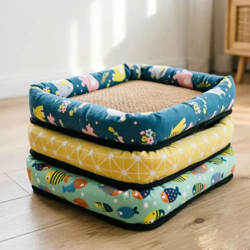 Summer pet bed made of rattan, cool cat bed, non-slip and easy to clean dog bed