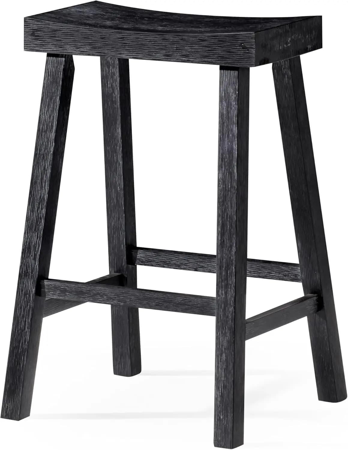 Sgabello da bancone Vincent – 26 pollici – Sgabello rettangolare con poggiapiedi – Legno massello nero – Design salvaspazio per Ki