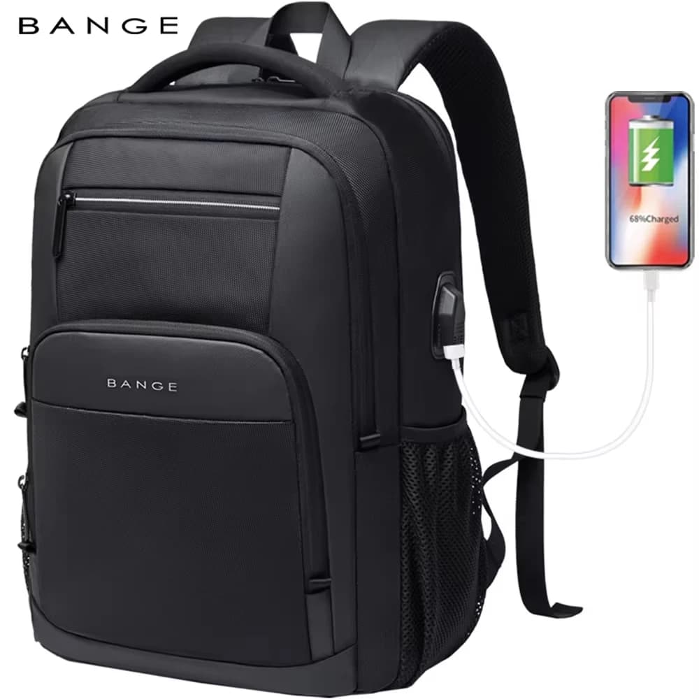 BANGE Zaino leggero per laptop da 15,6 pollici Porta di ricarica USB impermeabile Borsa da viaggio multifunzionale per escursionismo Mochila per uomo
