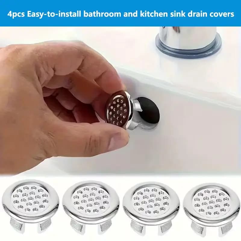 Nuovo Set di 4 Anelli di Troppopieno per Lavabo, Tappi per Scarico Bagno e Cucina, Accessori per Lavandino Rotondi