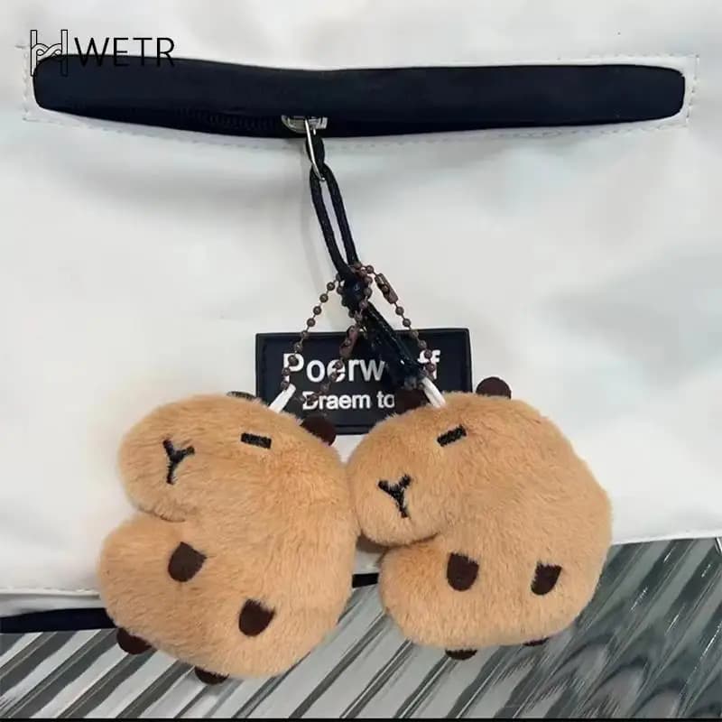 Creativo morbido peluche Capibara peluche bambola stella cigola giocattolo cartone animato borsa ciondolo portachiavi zaino borsa per auto portachiavi