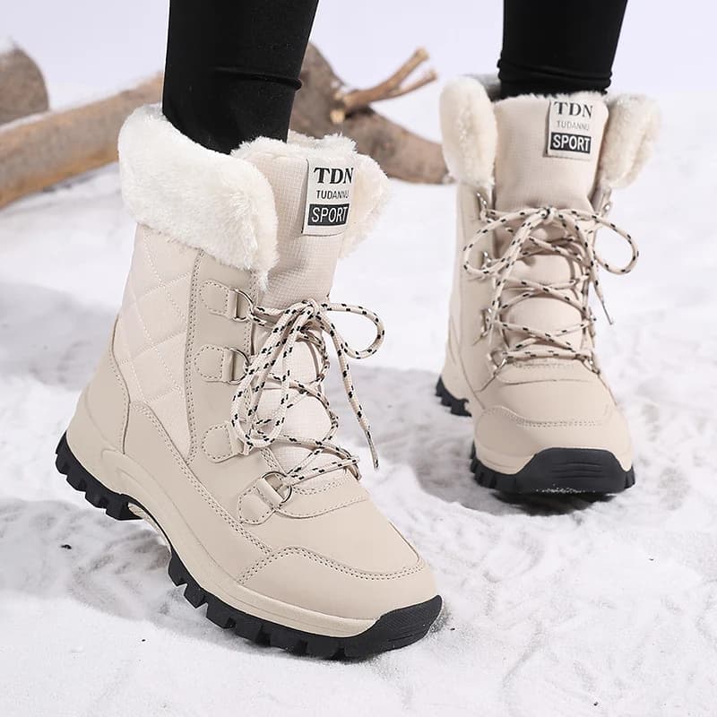 Winter Women Snow Boots Waterproof Leather Sneakers Super Warm Plush Ankle Boots Outdoor Ladies Hiking Boots Work Shoes New