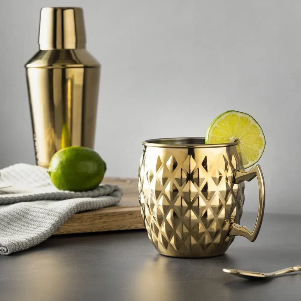 Tazza da mulo di Mosca in acciaio inossidabile Bicchieri eleganti Design durevole Ideale per uso domestico Accessorio da bar unico resistente agli spruzzi