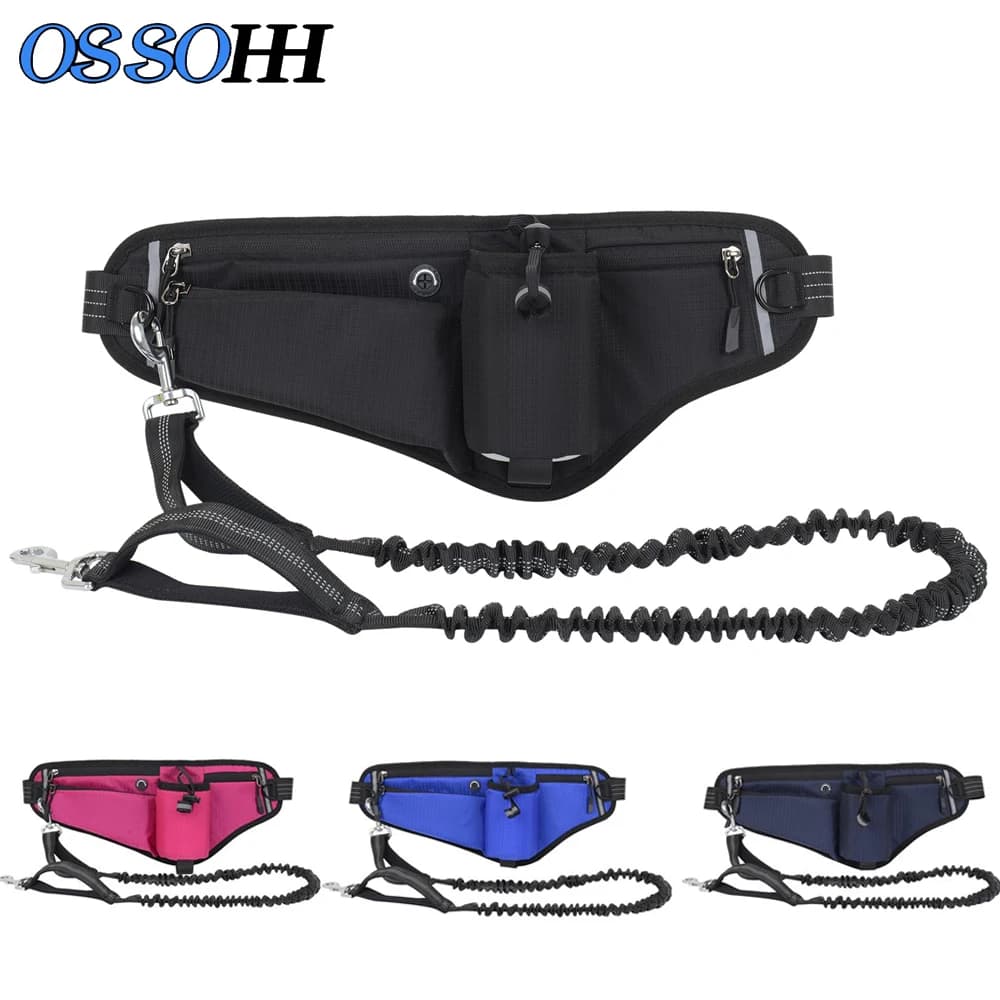 1PCS Running Fanny Pack - Adjustable Running Belt With Water Bottle Holder and Pouch - With Hands-Free Dog Leash