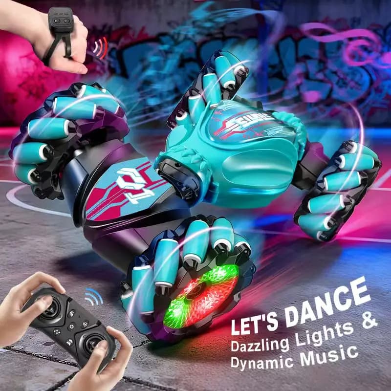 Remote Control Car Lights with gesture and music detection, One-click transformation, Earrings, Christmas Gifts for Kids