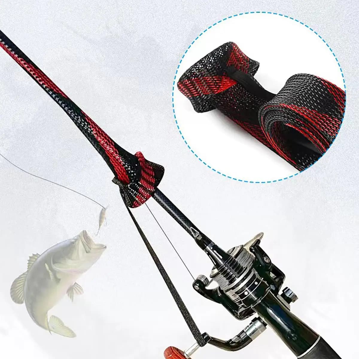 Fishing Rod Knitting Net Protective Cover Fishing Tool Suitable for Spinning Casting Ice Fishing Rod Socks Gloves for Angling