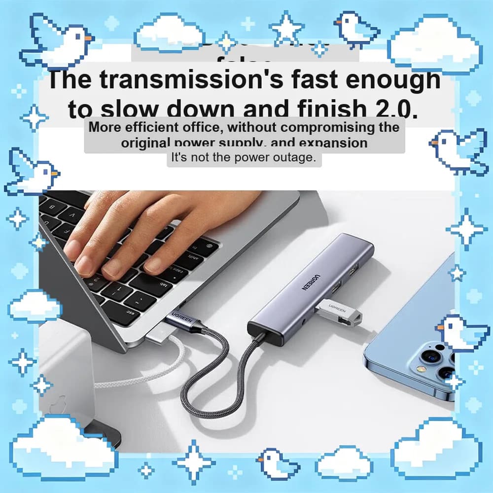 UGREEN CM478 90881 USB C Hub 5 in 1 Docking Station HDMI 3 USB 3.0 3.5mm Audio Type C Adapter