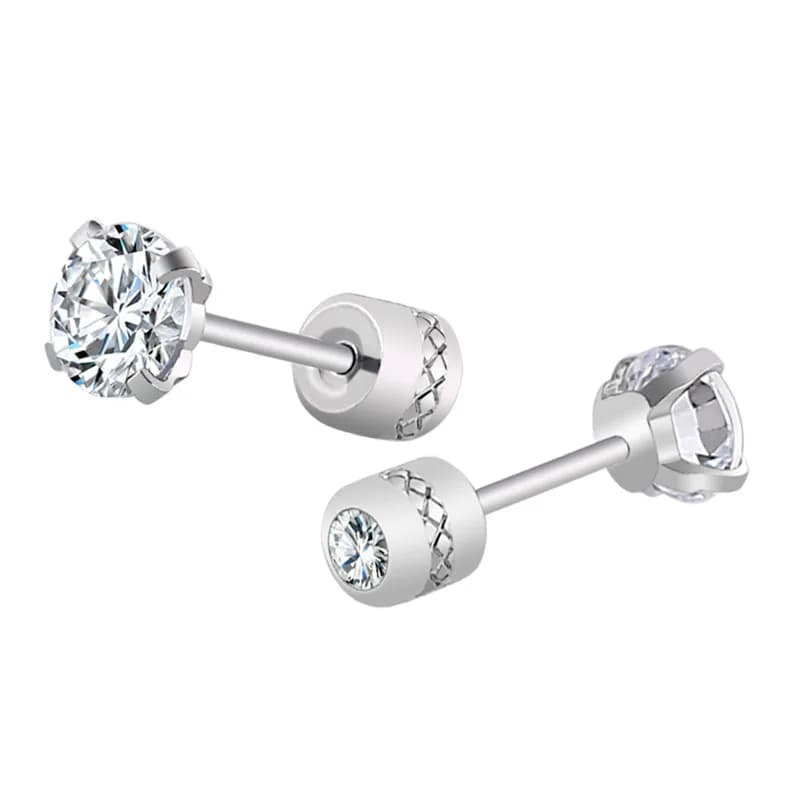 2PC 3/4/5/mm MultiColori Punk Acciaio al titanio inossidabile Ago 4 poli di cristallo CZ Orecchini con perno per le donne Gioielli della festa nuziale