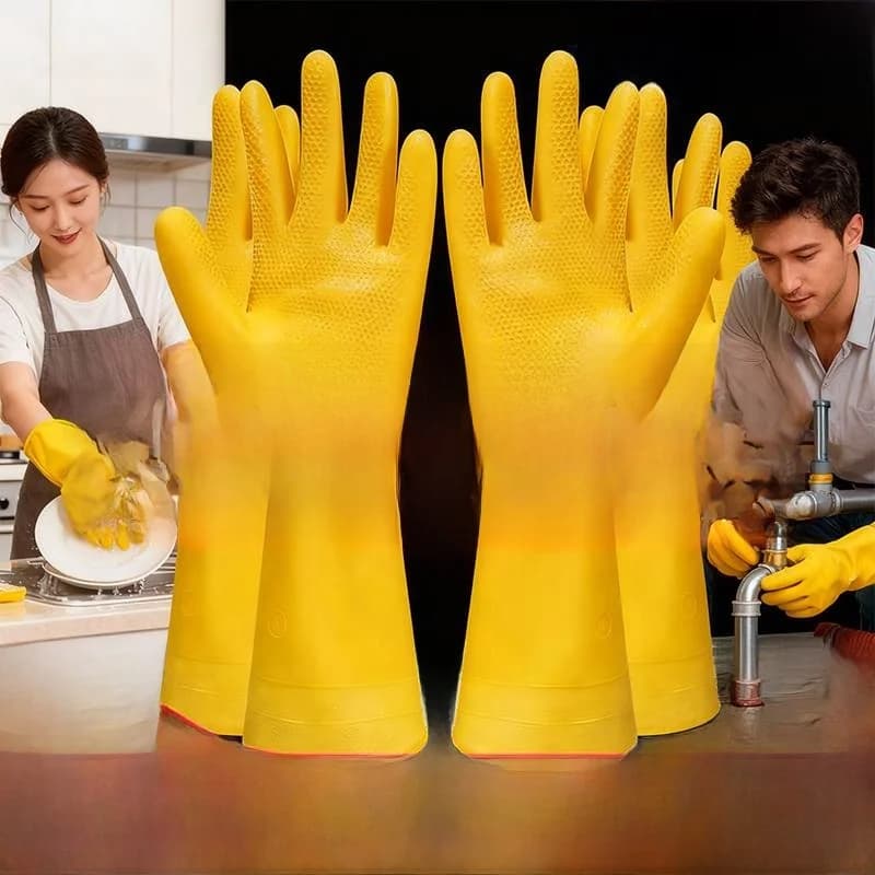 Guanti in lattice di gomma Thiened impermeabili e resistenti per le lavorazioni domestiche, lavori in cucina, guanti protettivi da donna