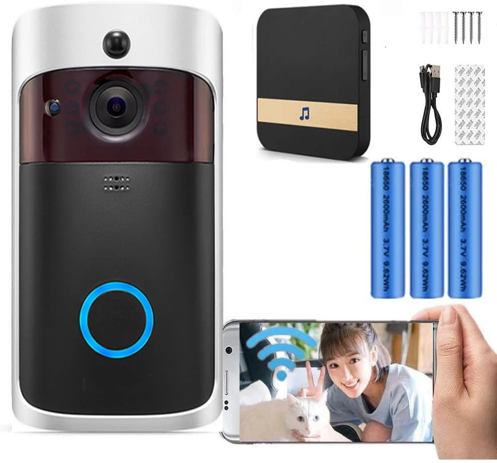 Videocitofono Videocamera HD WiFi Campanello Rilevatore di movimento wireless Audio e altoparlante Visione notturna per iOS e Android
