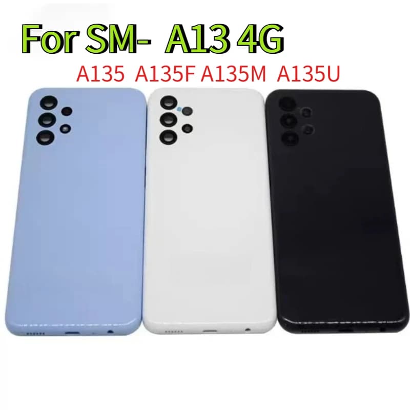 6.6" Glass Back Battery Cover Housing Replacement For Samsung A13 4G A135 SM-A135F A135M A135U, Rear Door With Camera Lens