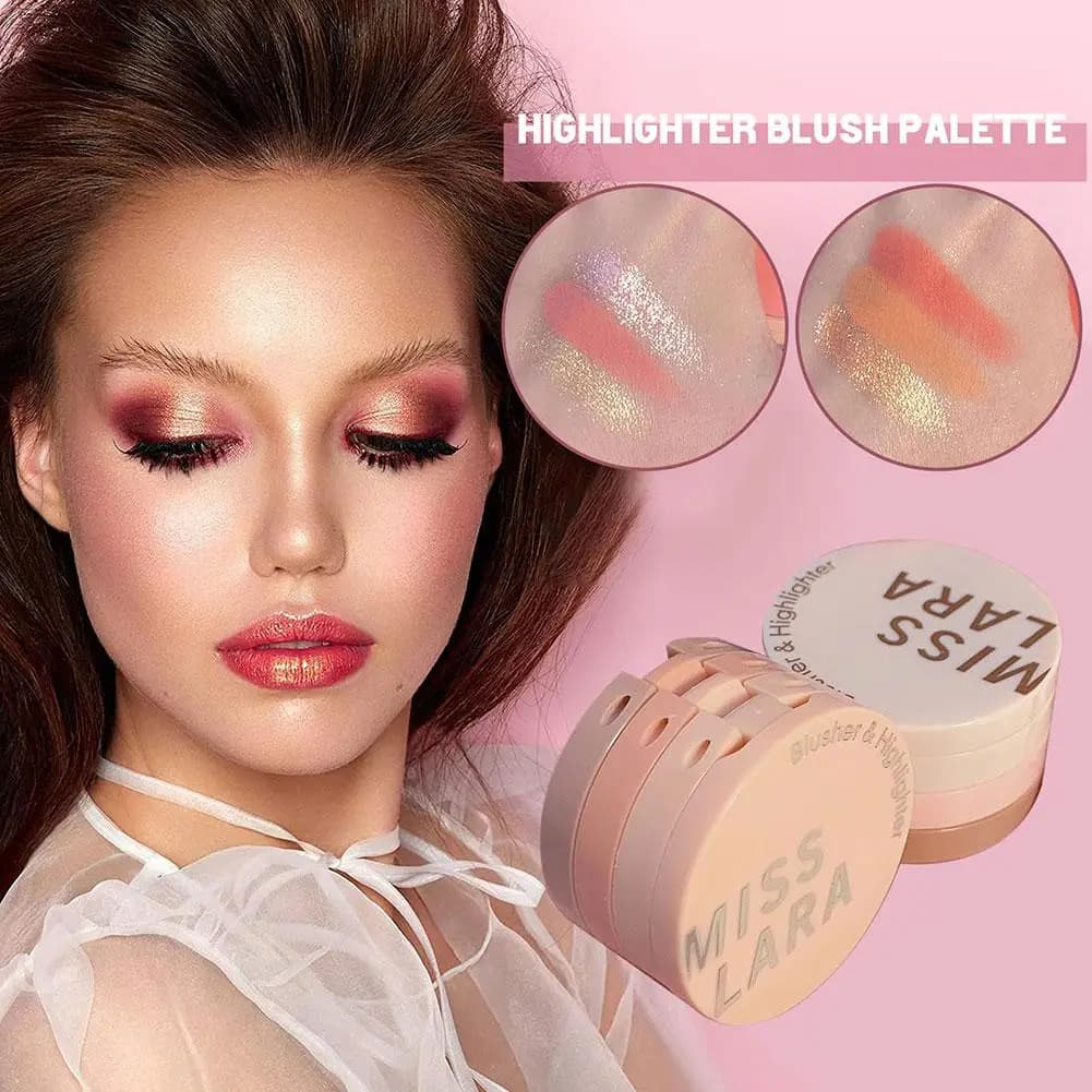 3-layer face makeup Palette, waterproof matte fard, bright illuminant, glittered eye shadow, professional beauty cosmetics portable