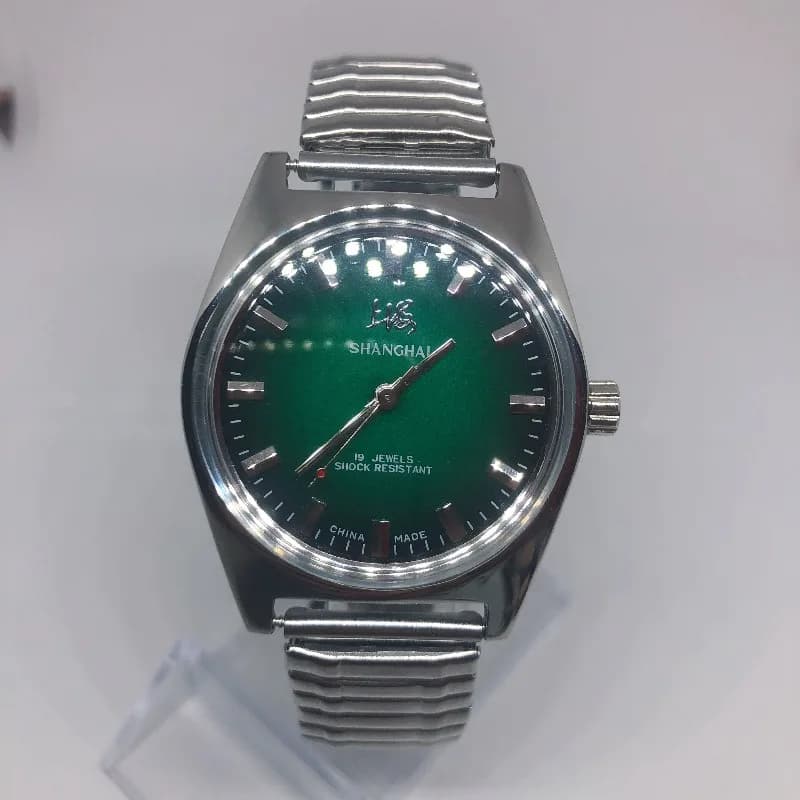 Orologio Meccanico Manuale 7120 con Movimento a 19 Gioielli, Quadrante Colorato Commemorativo Huai, Tutto in Acciaio, Seconda Mano Shanghai
