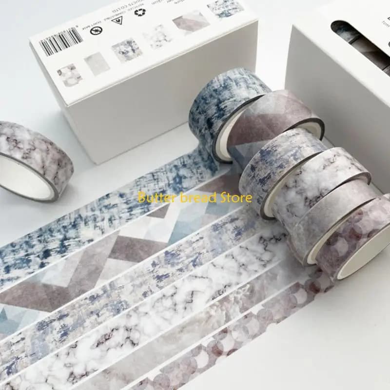 W89C 6Rolls Gridded Decorative Tape Scrapbooking Decorative Tape for Journaling Notebook Planner Wrapping 5Meter Per Roll