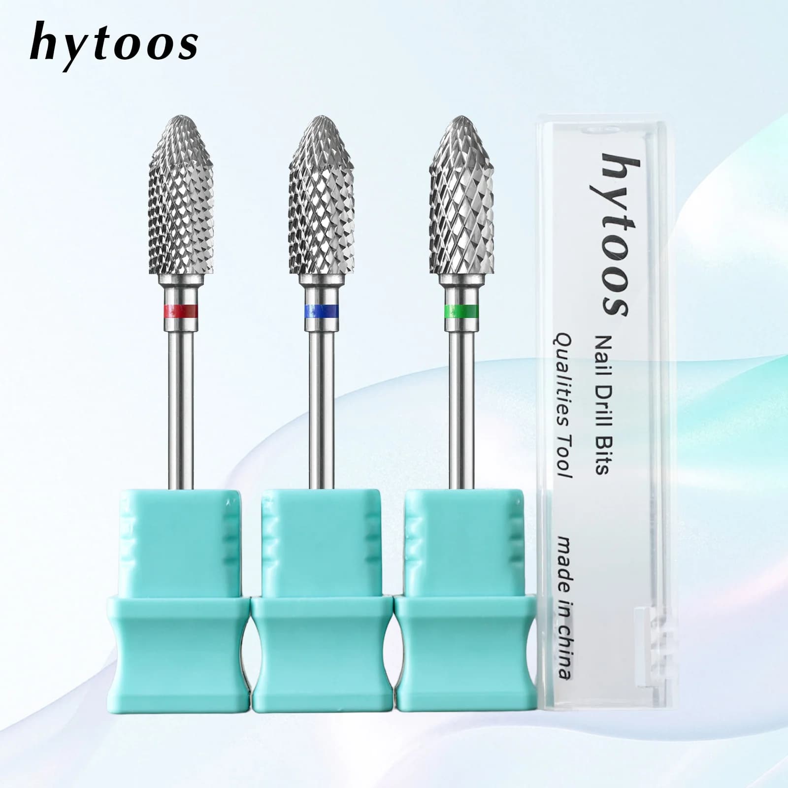Punte per fresa per unghie HYTOOS Bullet Carbide Pro a forma di barilotto e cono, strumento per la rimozione di punte in acrilico e gel, accessori per manicure per fresa elettrica