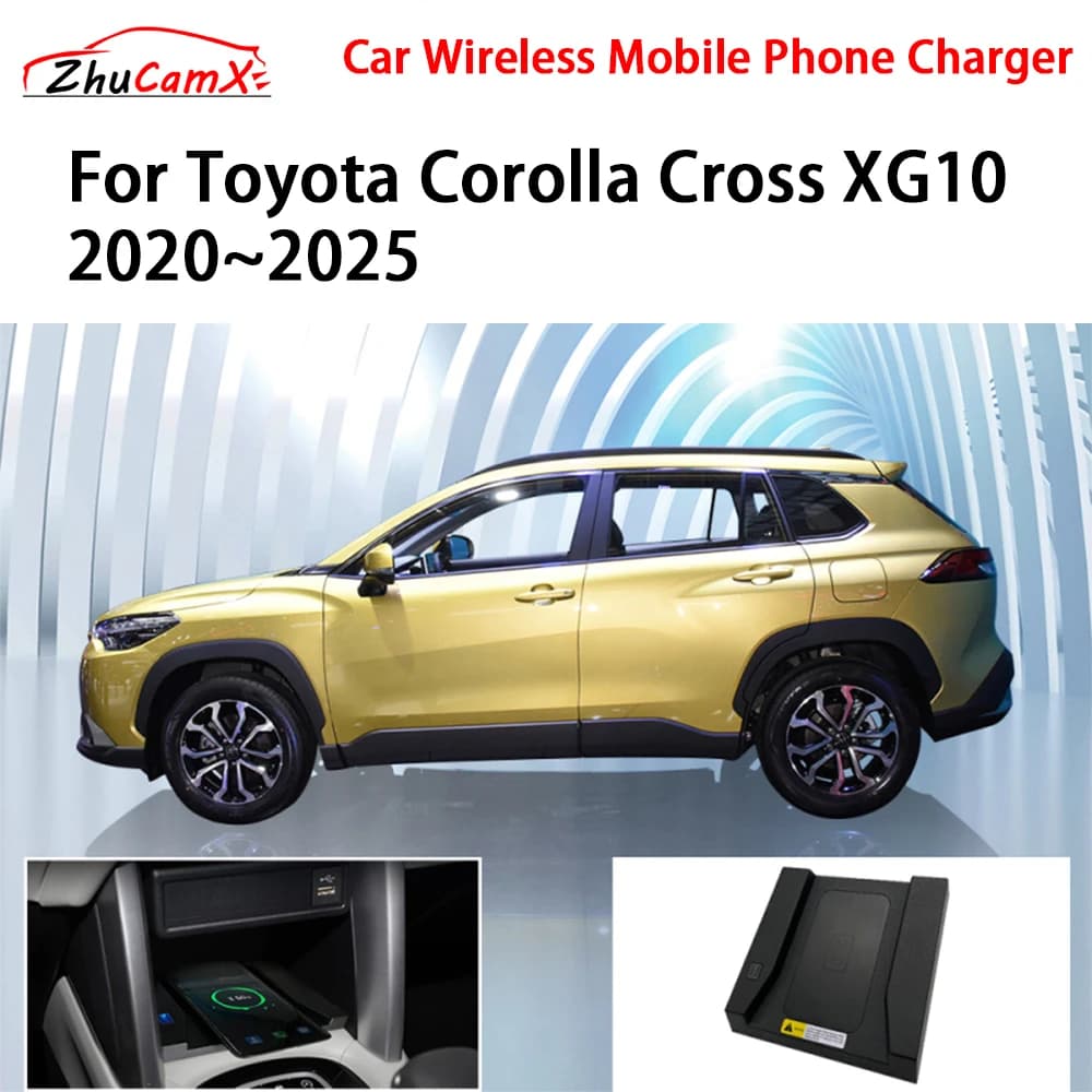 Caricatore per telefono cellulare wireless per auto Console centrale di archiviazione QI 18W iPhone ricarica rapida per Toyota Corolla Cross XG10 2020-2025