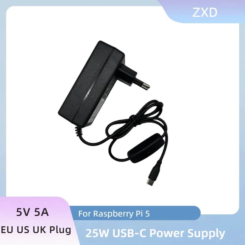 Power Adapter Orange Pi 5 Plus 5V 5A USB Power Adapter Type C 25W Plug EU US UK for OPI 5/5B/4 LTS Raspberry Pi 4B