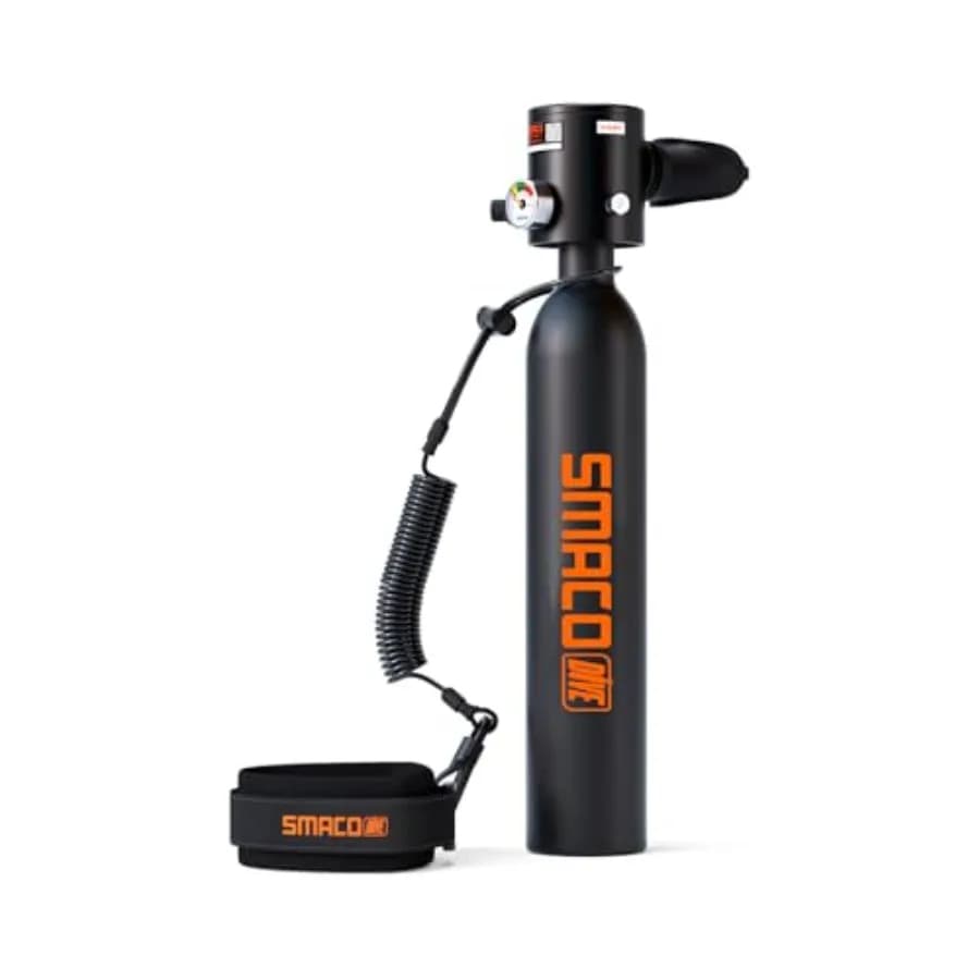 Mini bombola subacquea da 0,5 litri portatile e riutilizzabile per snorkeling, apnea, pulizia imbarcazioni, aria di riserva; lega di alluminio, bl