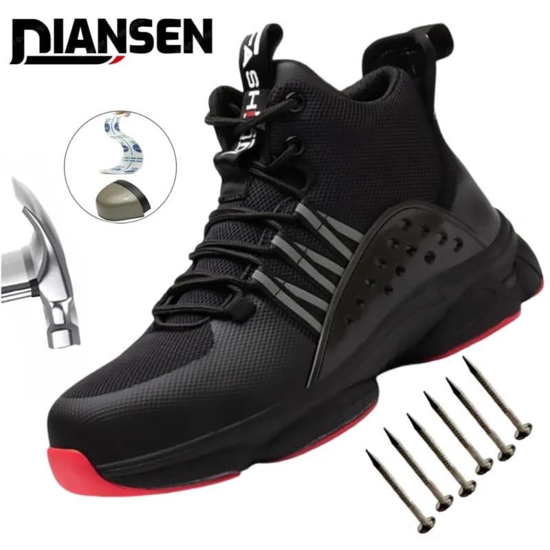 Scarpe antinfortunistiche leggere in rete Scarpe protettive Scarpe con punta in acciaio antiforatura anti-sfondamento Solette in Kevlar Stivale da lavoro industriale per uomo