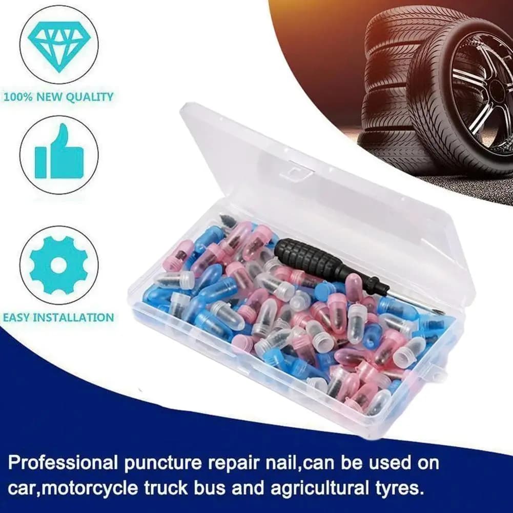 Riparazione pneumatici per auto Chiodi in gomma Riparazione foratura moto con strumenti cacciavite per pneumatici sottovuoto Kit pneumatici Chiodi riparazione gomma G9M7