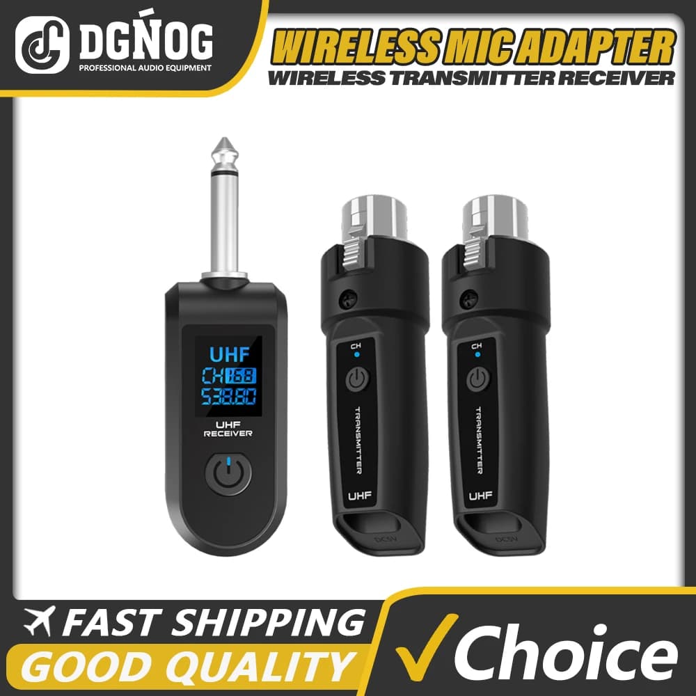 Wireless Microphone Transmitter Receiver System XLR Adapter System 164ft for Dynamic Microphone Guitar Audio Mixer PA System