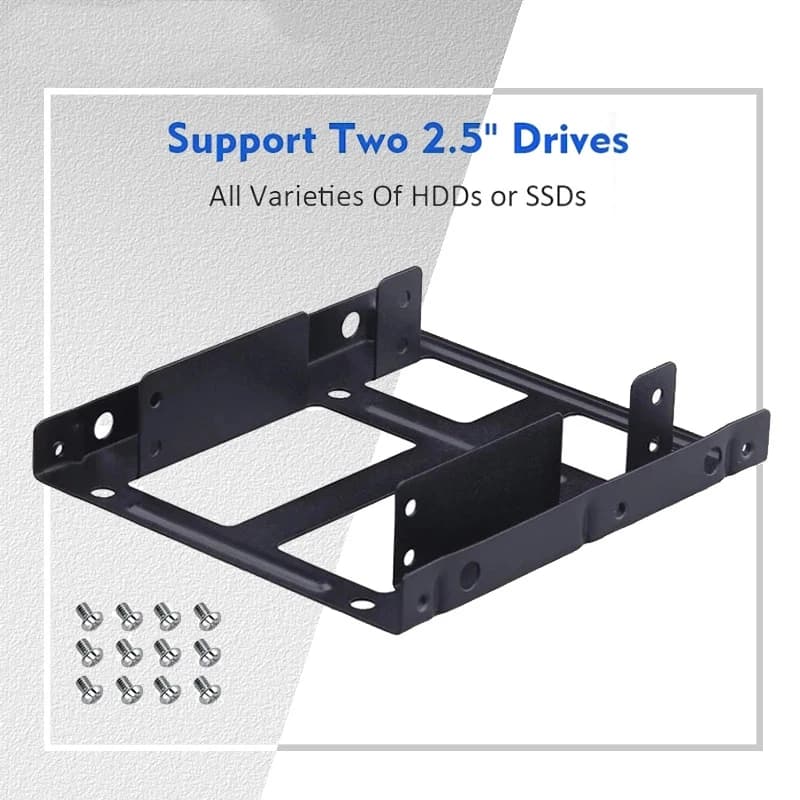 Staffa per disco rigido da 2,5 a 3,5 pollici Staffa di montaggio per SSD desktop doppio rigido Adattatore interno Supporto due dischi HDD o SSD da 2,5"