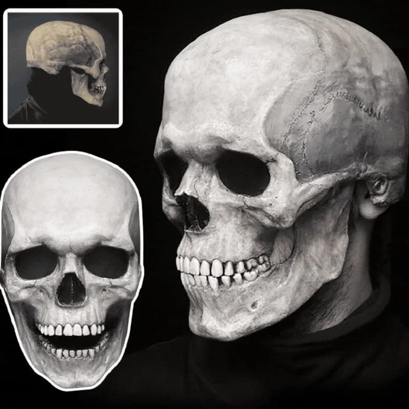 Full Head Skull Mask Carnival adulti Realistc anatory Halloween movable Mouth Jaw Anime Horror Helmet scheletro copricapo maschere