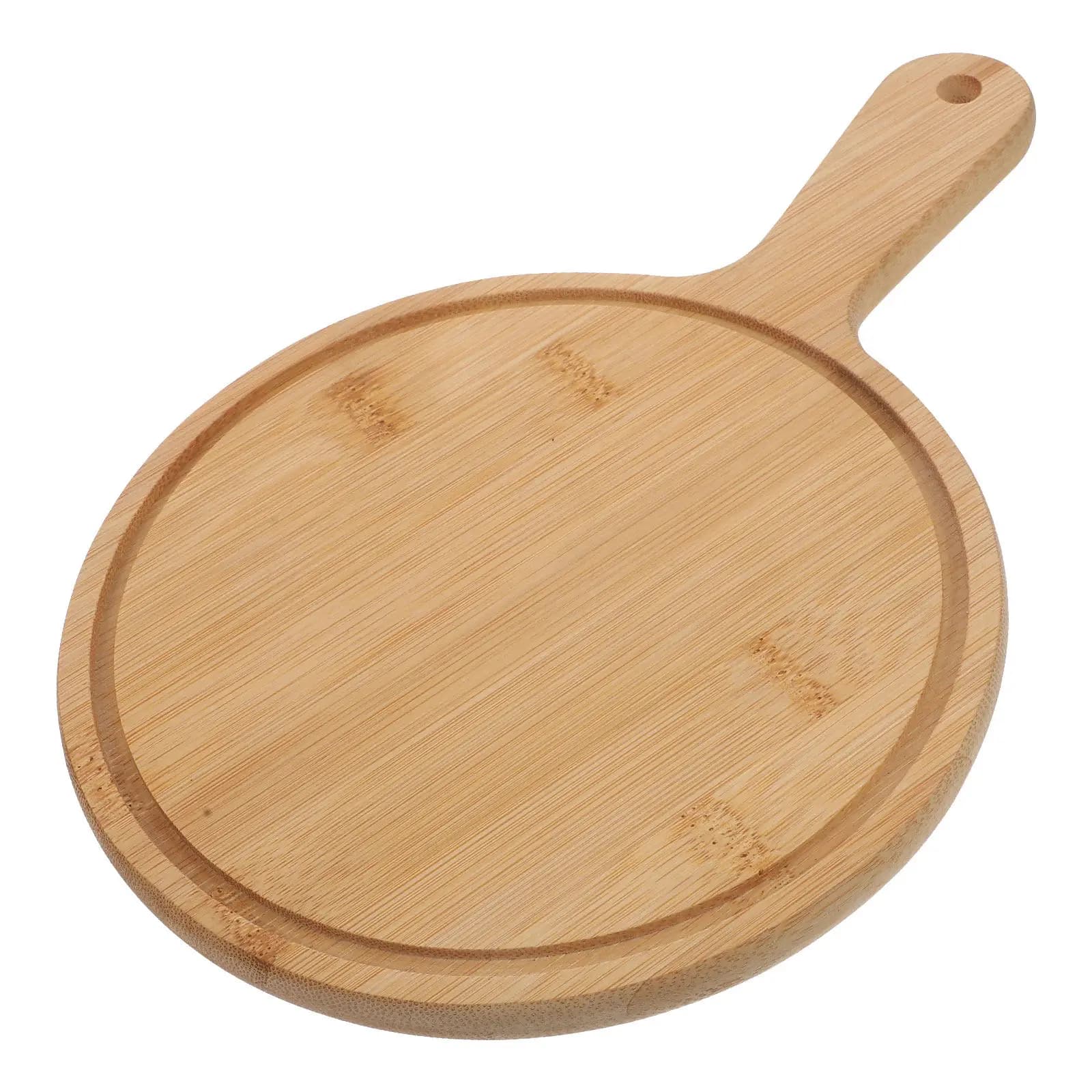 Tagliere Rotondo per Pizza con Manico, Bordi Lisci, Facile da Pulire, Vassoio Riutilizzabile per Servire Pizza, Bistecche, Pane, Dessert e Torte
