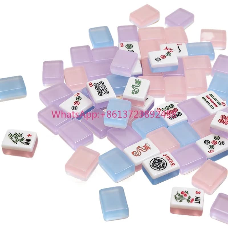 Yusheng Luxury Modern Leopard Print Polyester Acrylic Mahjong Tiles Hand-scraped Jelly-type Design Custom Logo 4-Player