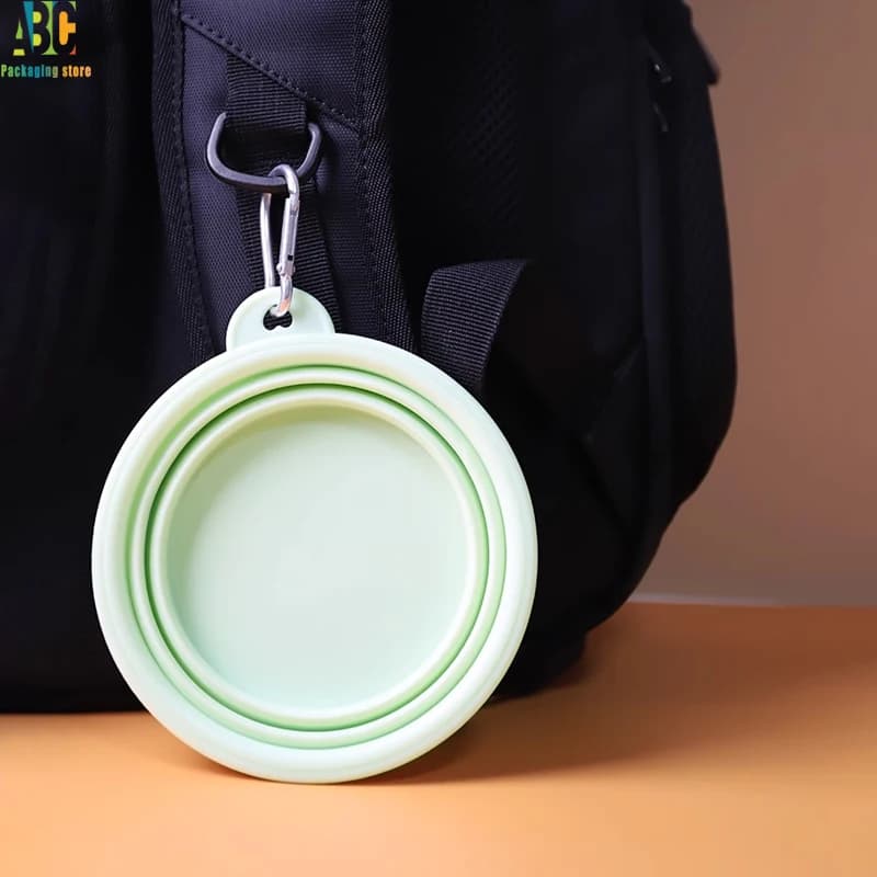 Silicone Pet Folding Bowl With Printed Logo, Outdoor Portable, Store Pet Food