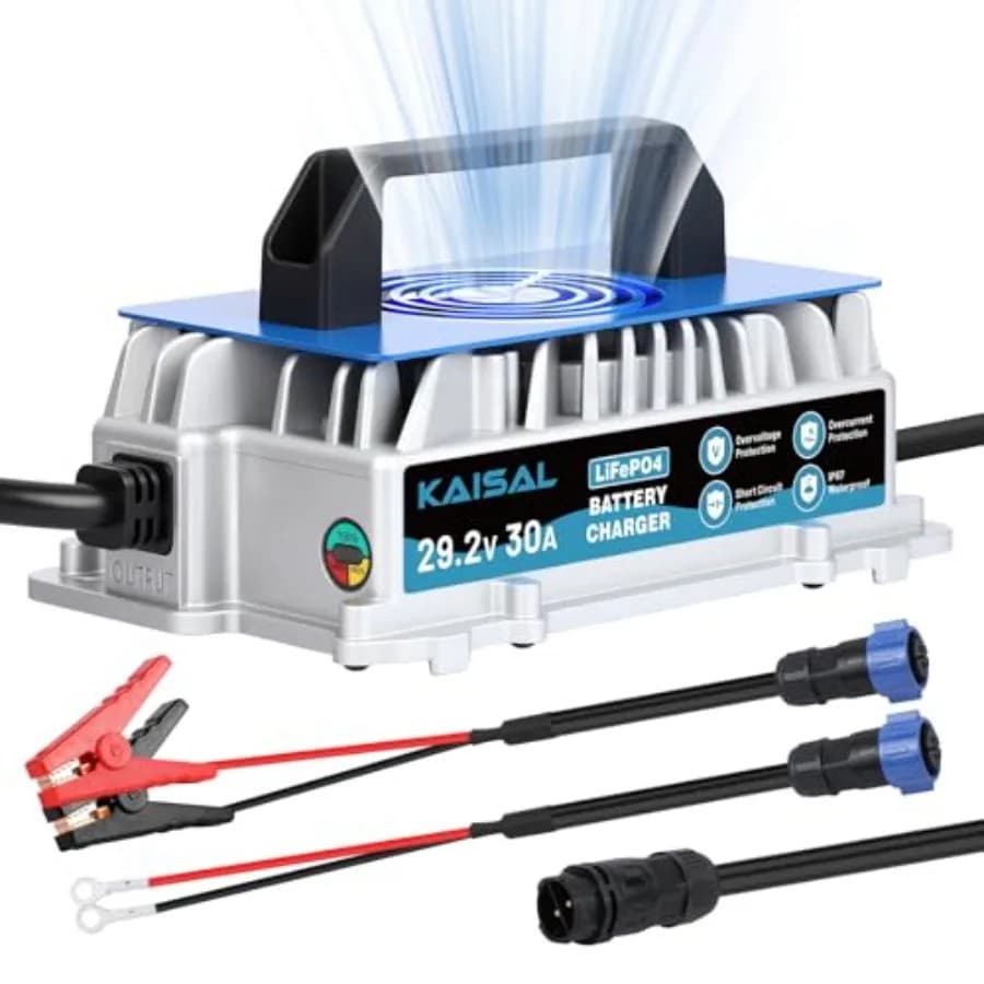 24V 30A Lithium Battery Charger 29.2V LiFePO4 Battery Charger IP67 Waterproof and 0V Wake Up 24 Volt Lithium Charger with 2 Con
