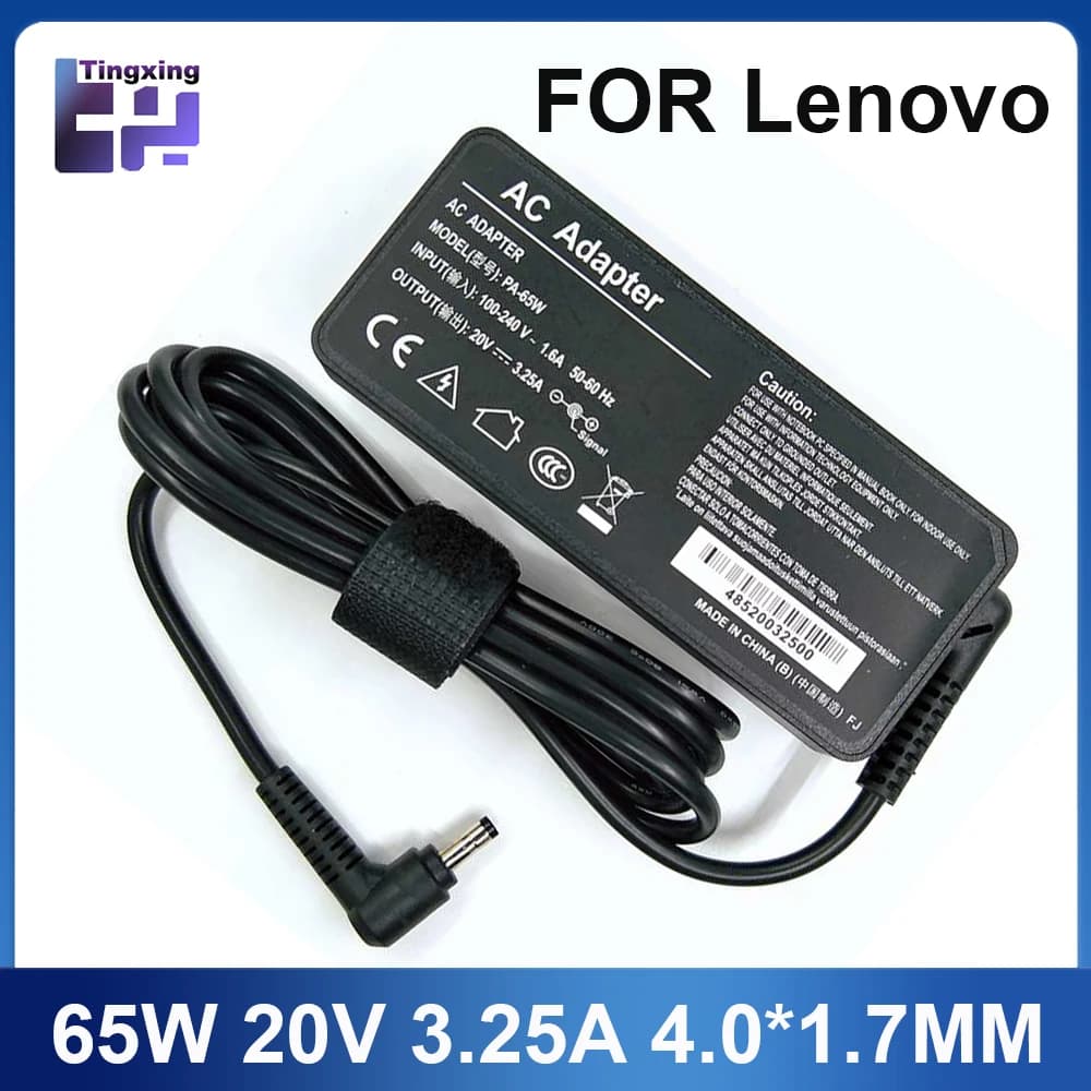 20V 3.25A 65W 4.0*1.7mm AC Laptop Charger For Lenovo IdeaPad 330s 320 100-15 B50-10 YOGA 710 510-14ISK Redmibook 14 13 Adapter