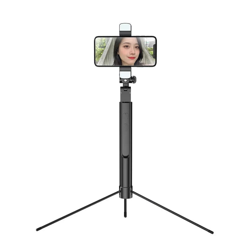 Asta per Selfie in Metallo Anti-Vibrazione, Treppiede per Streaming Live, Supporto Bluetooth con Luce di Riempimento per Riprese Vlog