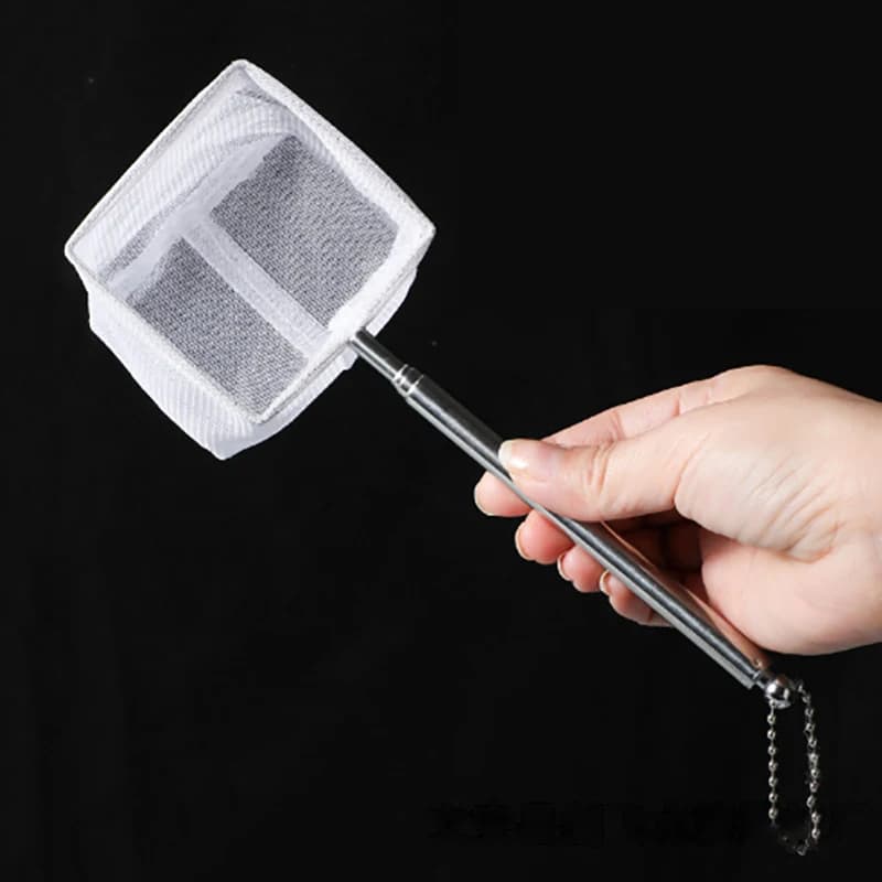 Aquarium Square Fishing Net With Suction Cup Extendable Long Handle Fishing Gear For Catching Fish Shrimp tank clean accessories