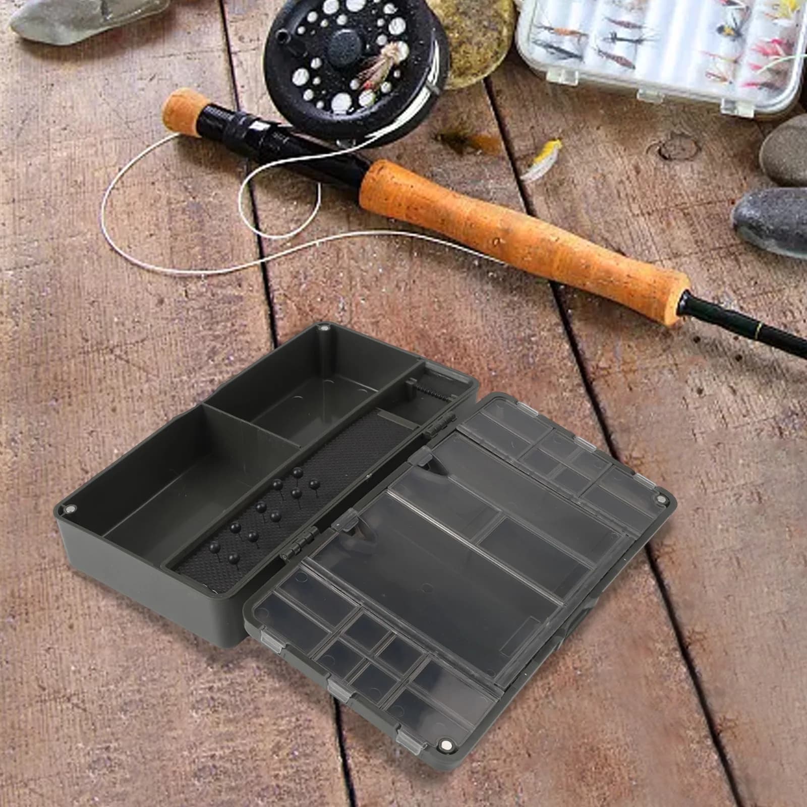 24*12.5*5.3 cm Carp Fishing Equipment Box Fishing equipment box 10 pieces Equipment pins Display accessories Deep compartment