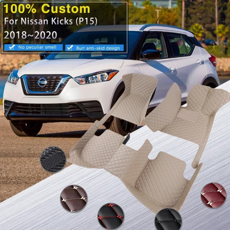 3D RHD Tappetini Auto Per Nissan Kicks P15 2018 2019 2020 Tappeti di Lusso Tappetino In Pelle Tappeti Durevole Pad Parti Interne Auto accesso