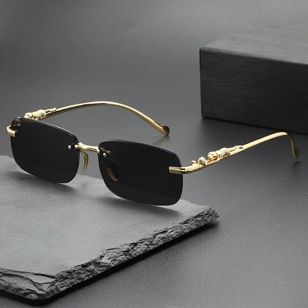 Luxurious gradient leopard print unisex sunglasses – gold metal frame, lightweight polycarbonate lenses, hand wash/dry clean, fashion accessory