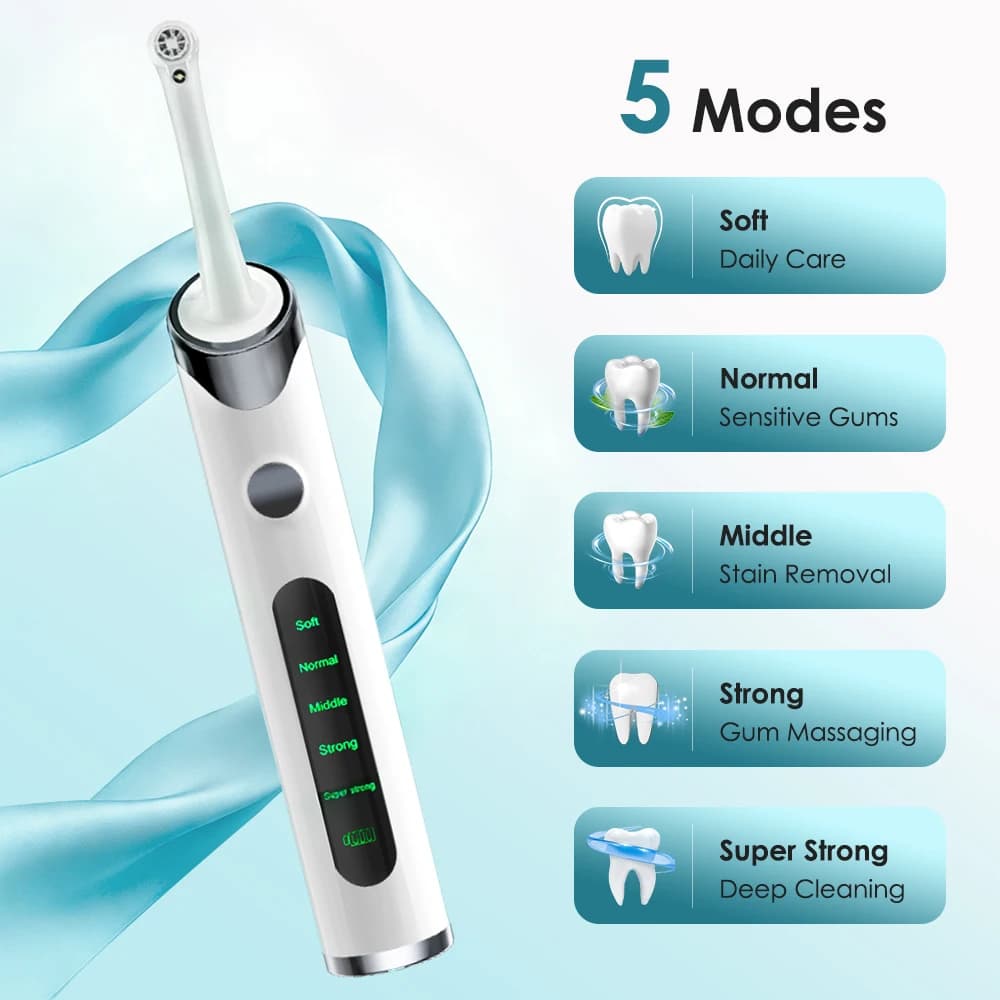 Electric tooth polisher with 5 Interchangeable heads, Remove Plate and Tartarus, Dental whitener, Dentali calculator cleaner