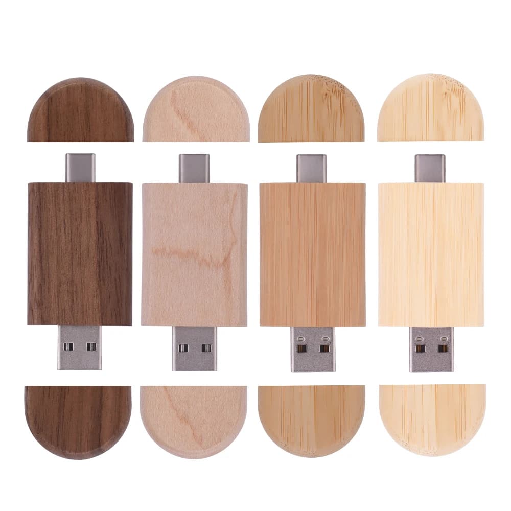 JASTER Wooden TYPE-C USB Flash Drive 128GB USB-C Memory Stick Bamboo Pen Drive 64GB Creative Gift Pendrive 32GB 16GB USB Stick