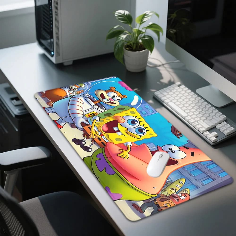 Tappetino per mouse grande S-Spongebobes, lavabile, antiscivolo, in gomma, per ufficio e computer da gioco, tappetino da scrivania, accessori per computer
